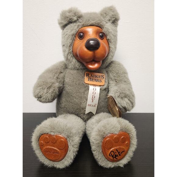 Vintage Robert Raikes Original "38509 Woody Bear"Wooden Face Doll w/Tags&Signed - Picture 1 of 11
